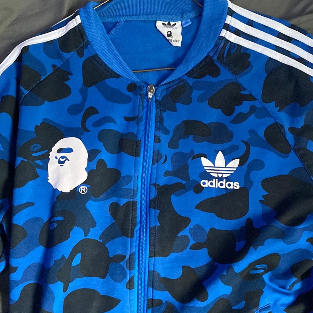 Bape x adidas blue track top